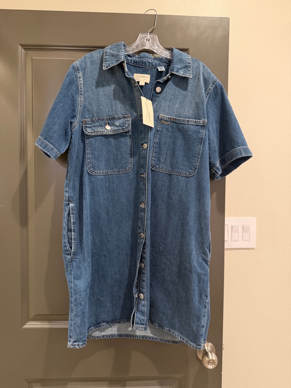 Target Denim Shirt Dress with Front Pockets - Blue